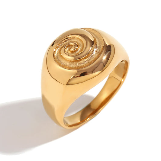 spiralring i rostfritt stål guld minimalistisk ring