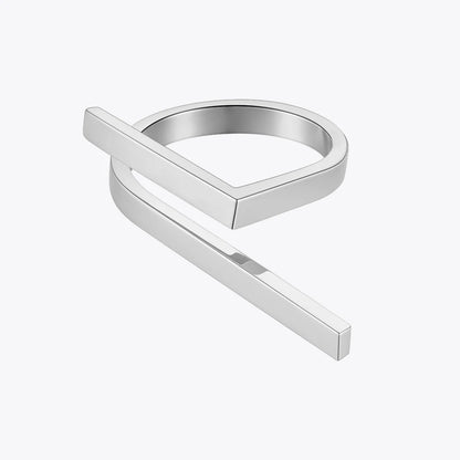 geometrisk ring i titan stål silver minimalistisk design