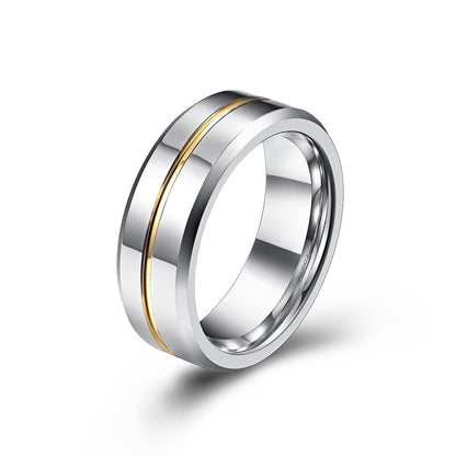 tungstenring silver guldig linje