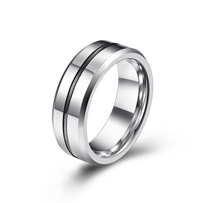 tungstenring silver svart linje